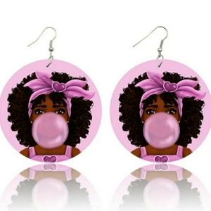 Wooden drop dangle earrings